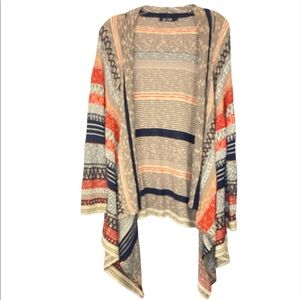 Nic & Zoe Striped Waterfall Open Front Cardigan XL